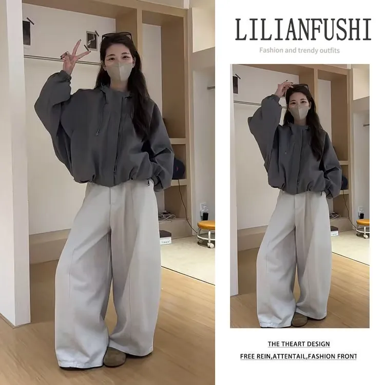 秋冬温柔系穿搭女2025新款气质时尚潮流外套休闲阔腿裤百搭两件套