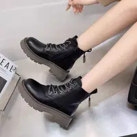 336-1C  新款时尚百搭英伦风圆头马丁靴加绒