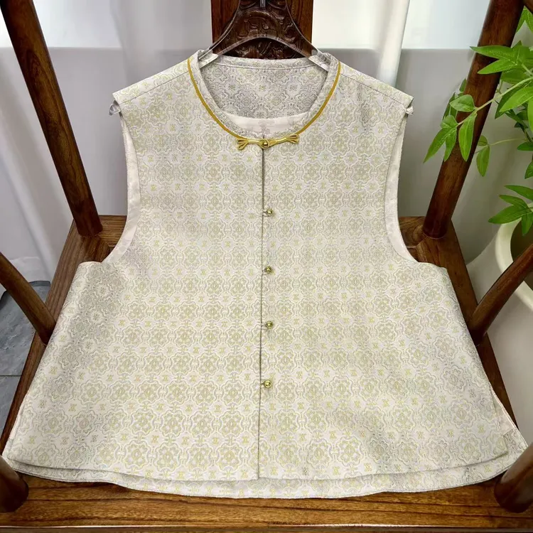 上久楷带钢印 白定胜 桑蚕丝老宋锦马甲国风新中式女装上衣时尚