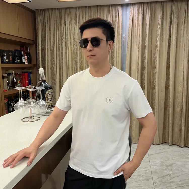 2025夏季男士新款潮流图案字母印花上衣时尚短袖T恤高品质2077