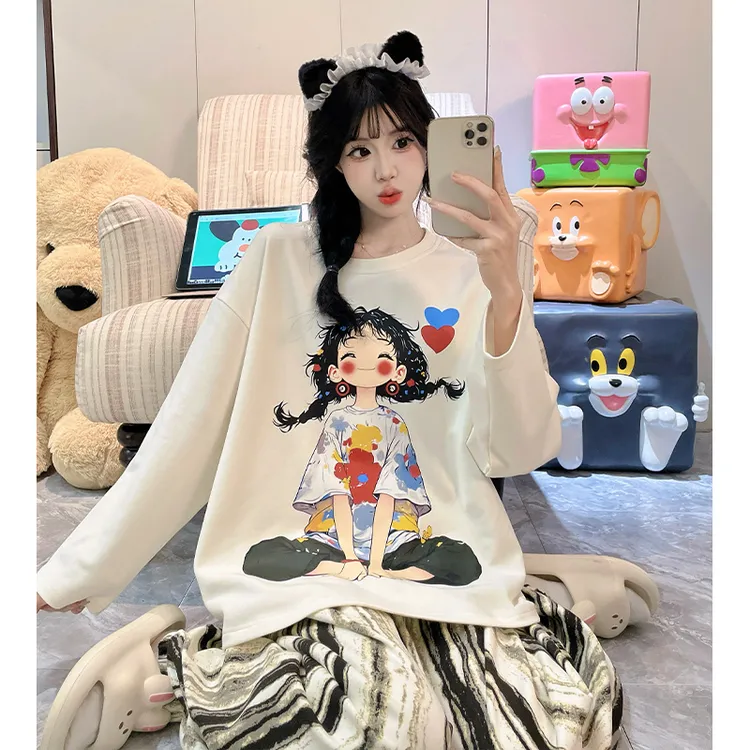 初中生睡衣女2025新款大童18春秋季15岁女孩长袖长裤12小个子套装