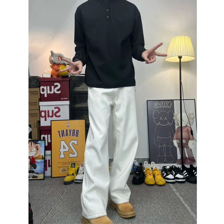 【重磅纯棉】秋冬cleanfit复古百搭牛仔裤美拉德宽松直筒长裤子男女