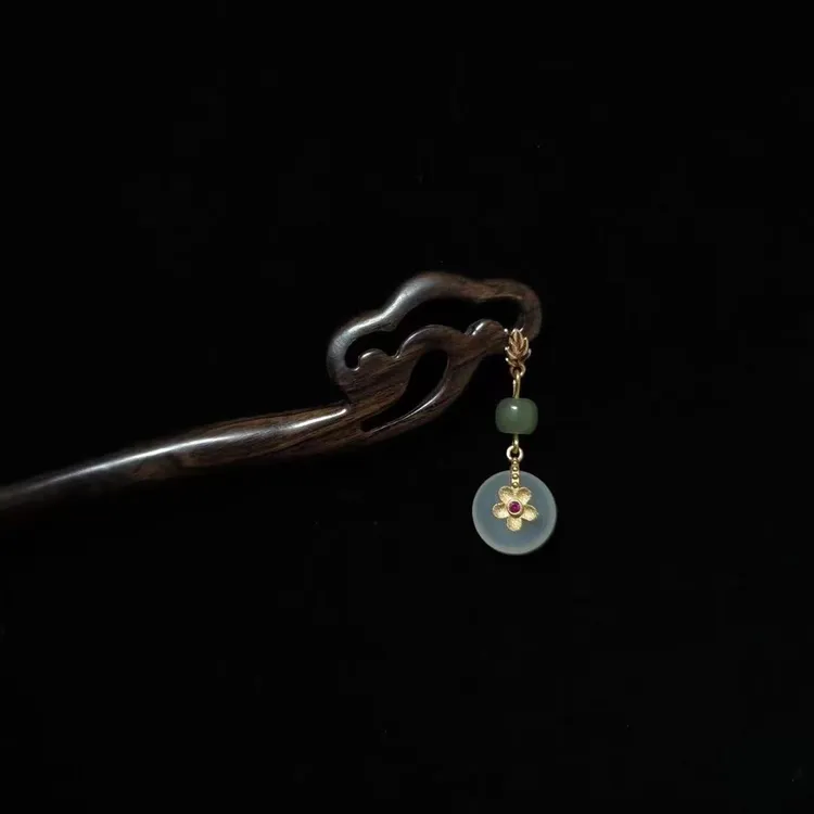 国风檀木发簪2024春夏木簪子盘发日常发饰百搭旗袍民族风发簪头饰