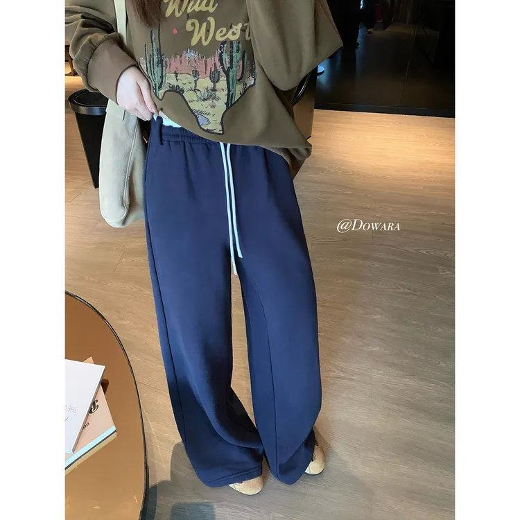 大婉酱微胖定制【保温卫裤】百搭休闲长裤高腰显瘦加绒直筒裤2702D 