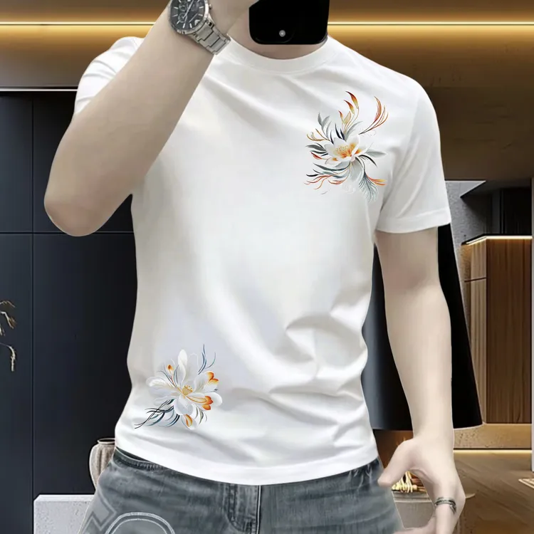 薄款短袖印花圆领夏季纯棉T恤休闲个性帅气男装精神小伙男士半袖