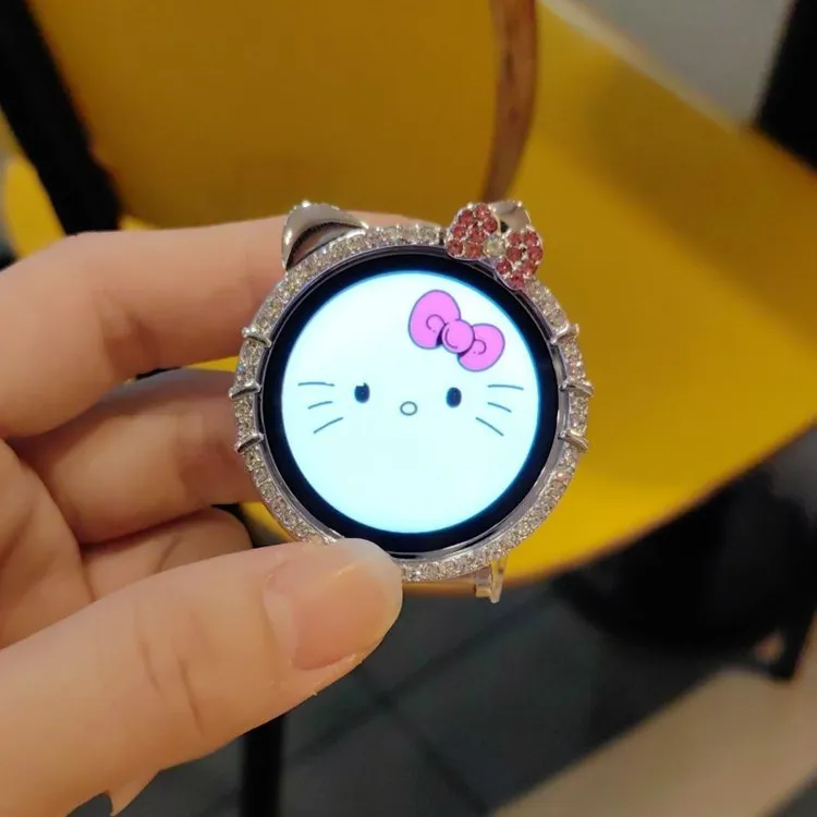 适用华为GT5可爱KT猫表壳GT4镶钻镂空保护壳GT5pro女时尚百搭硬壳