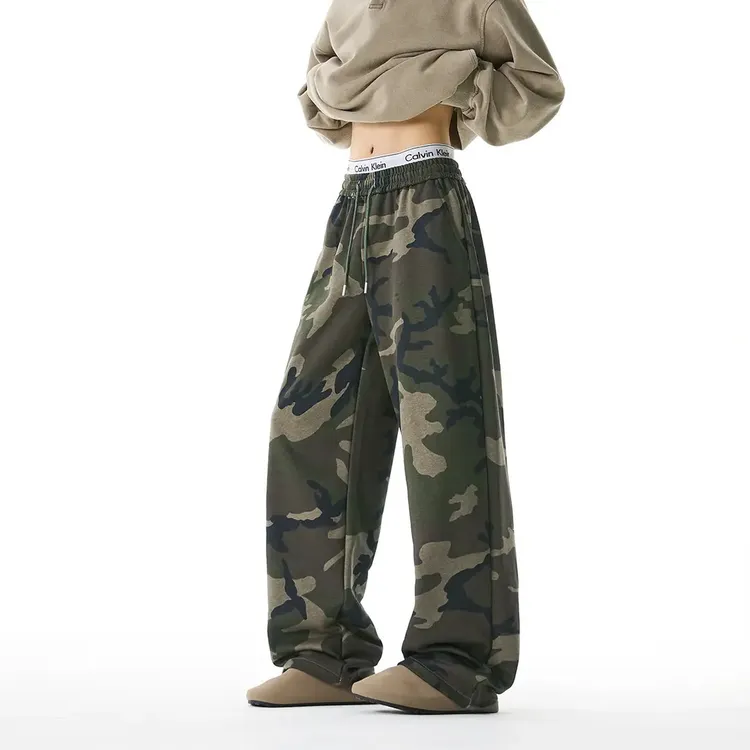 chements重磅秋装美式复古迷彩裤男水洗宽松直筒休闲裤情侣卫裤潮