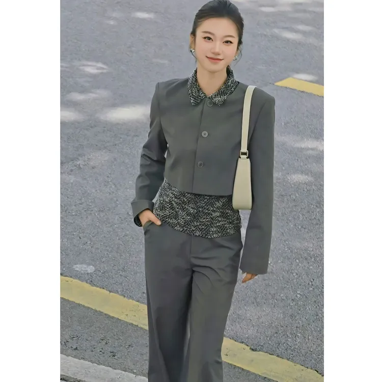 GIRDEAR/哥弟哥弟新款气质时尚百搭长袖短款休闲西装140072