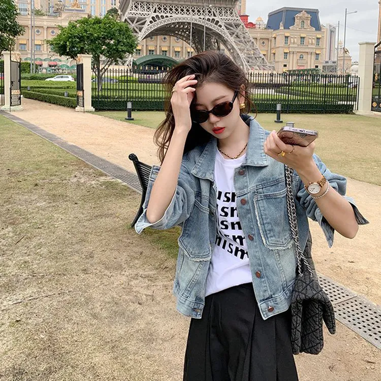 牛仔衣外套女春秋新款流行爆款别致独特超好看小个子女款短款上衣