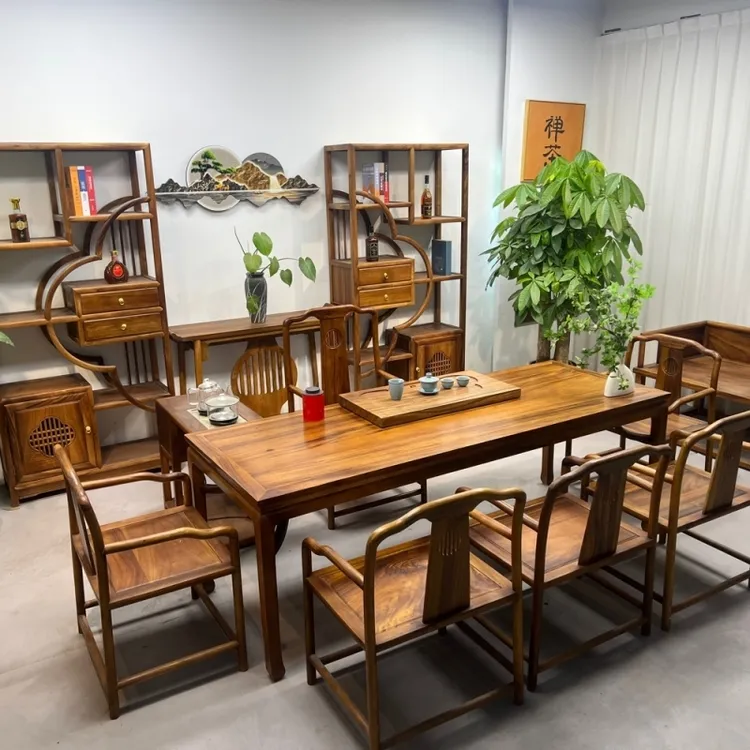 茶艺新中式榫卯原木餐桌默认设计元素阳台禅意茶具