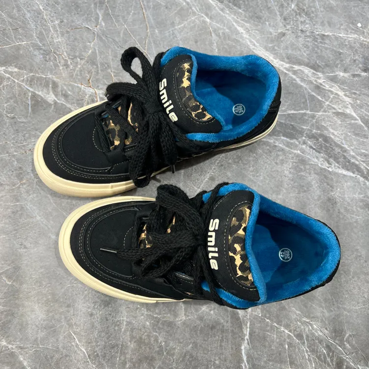 棉鞋男款冬季低帮豹纹男鞋百搭男学生保暖加绒痞帅休闲板鞋子男款