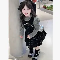 女童时尚套装秋季2025新款韩版超好看秋款宝宝时髦甜美圆点连衣裙