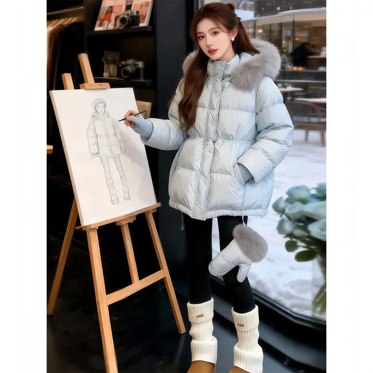 韩系连帽棉服女2025新款初冬季独特超好看今年流行中长款