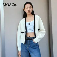 【贤哥专享】MOCO春法式感绵羊毛混纺毛织开衫小香风防寒MBC1CART03