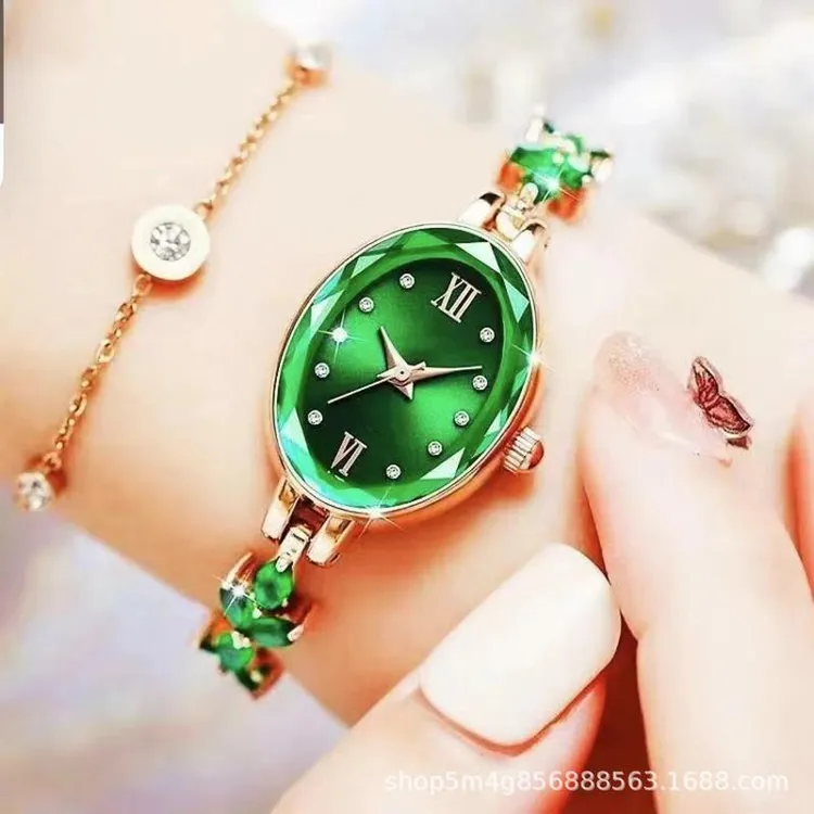 铜合金玻璃手链 复古手表女士1408枫叶手链百搭时尚简约高档腕表