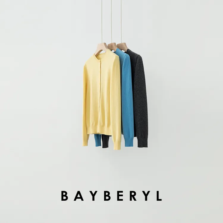 Z6-BAYBERYL老贝元气缪*圆领百搭排扣羊绒25春针织开衫ZZS4L0501