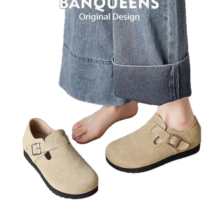 猪皮乐福真皮鞋乐福鞋新款勃肯鞋防滑软底豆豆女鞋女平底女士2025