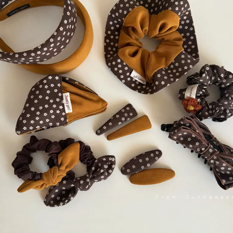 韩系碎花波点发夹蝴蝶结三角抓夹大肠发圈鲨鱼夹女后脑勺香蕉夹