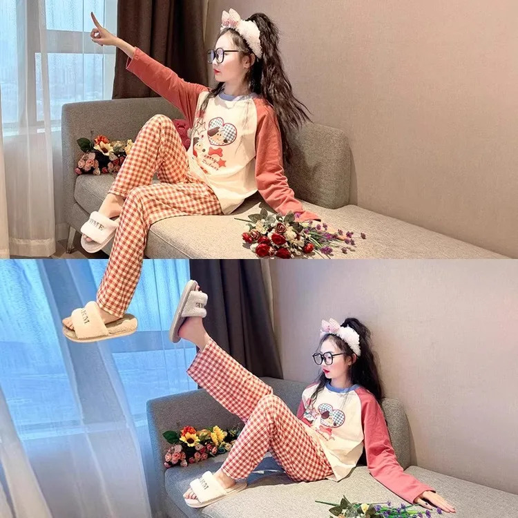 女童睡衣春秋季新款薄款长袖长裤公主风中大童女孩外穿家居服套装