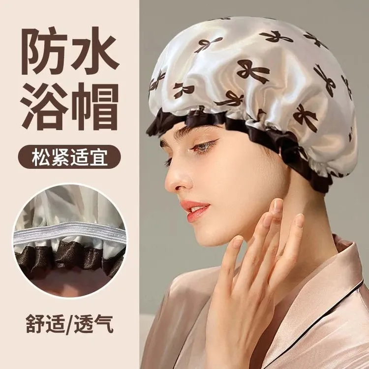 日本浴帽女防水洗澡家用双层高级淋浴帽2025新款防油烟发套头套.