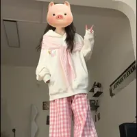原创设计感设计蝴蝶结系带学院风连帽卫衣男女慵懒风卫衣春秋款女