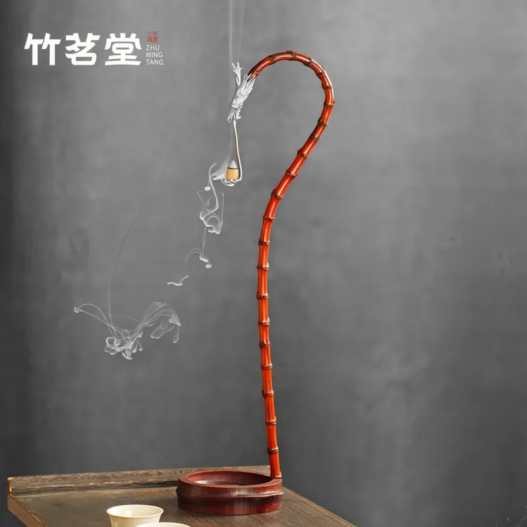 龙挂香紫竹竹枝条线香香插龙头创意办公室香薰炉香挂茶室布景摆件