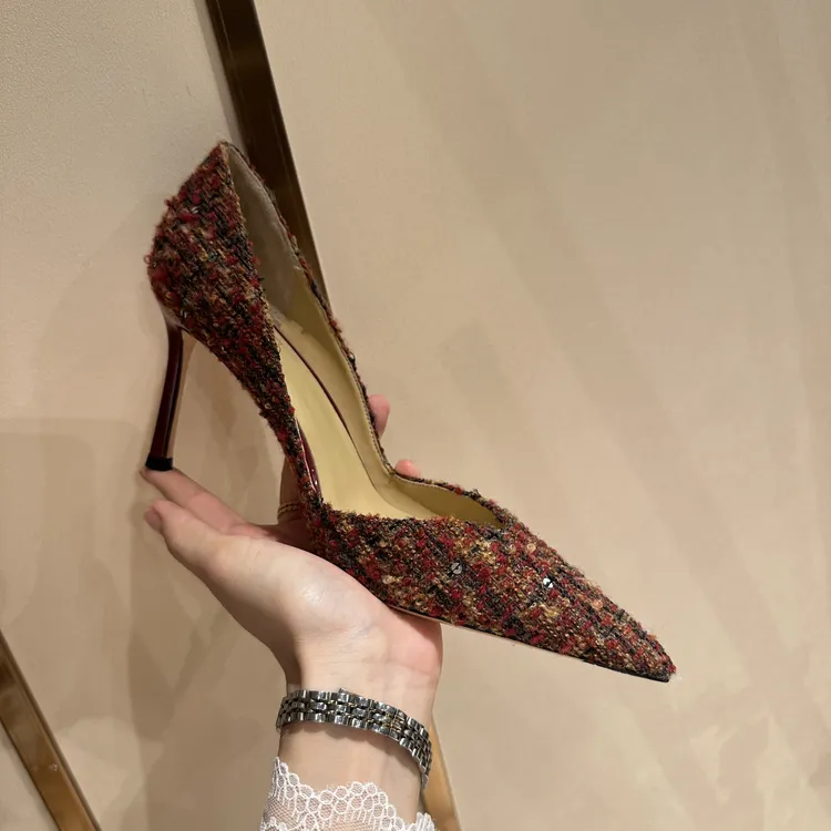 MIDITU/米蒂图 羊皮高跟鞋尖头2025年新款单鞋细跟浅口高跟鞋