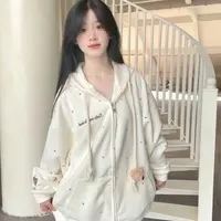 秋冬原创卫衣原点ins风袋鼠兜开衫波点宽松百搭情侣外套学生休闲