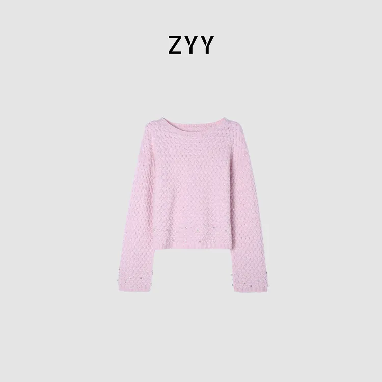 ZYY【融雪秋月】2025S/S新品纯色编织套头毛针织衫X25DMZZS04985