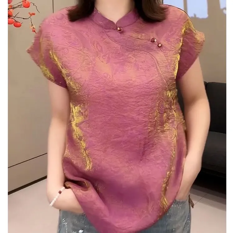 时尚洋气风短袖衬衫女2025夏季新款高级感轻奢优雅休闲显瘦衬衣薄