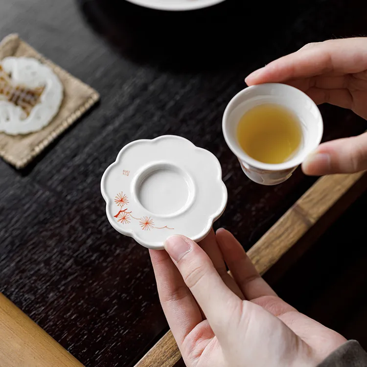 草木灰杯垫陶瓷中式茶杯隔热垫家用茶托创意杯托茶道零配件