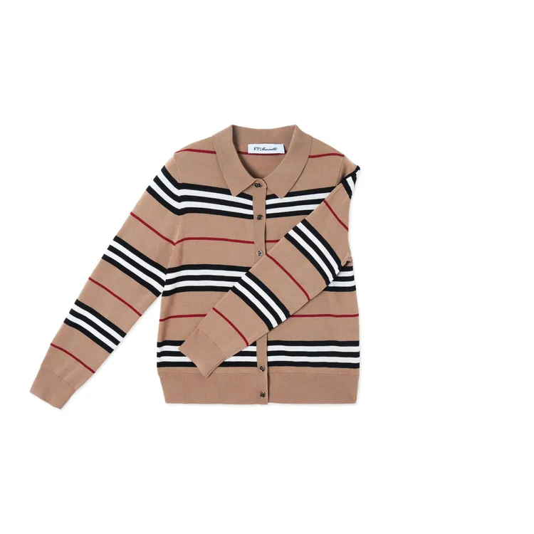 春秋款条纹撞色翻领休闲慵懒风气质潮流长袖POLO衫