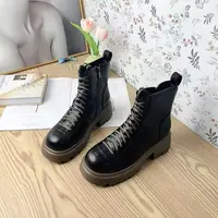 52101   秋冬新款时尚百搭粗跟系带马丁靴四季款