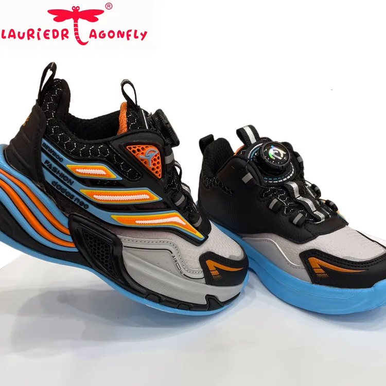 童鞋秋季新款儿童跑鞋女童防滑耐磨幼小童旋转纽扣运动休闲鞋