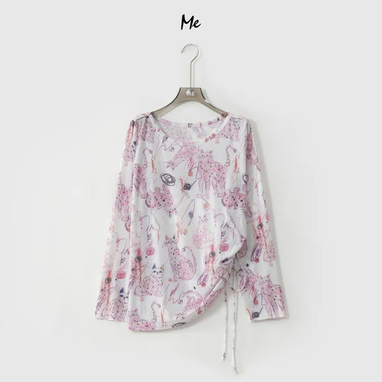 ME【小咪空调衫】抽象涂鸦空气感显瘦舒适时尚百搭休闲T恤MESS5797