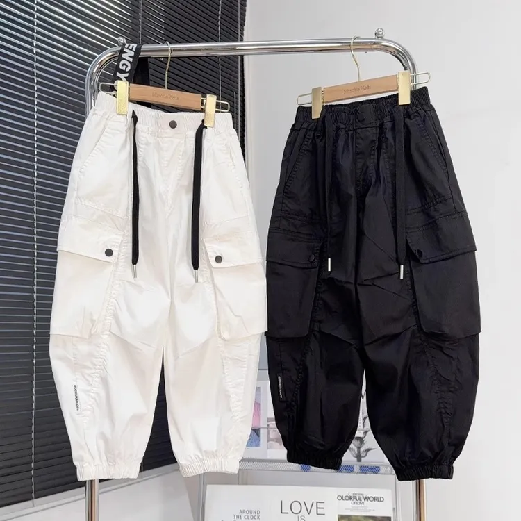男童薄款裤子夏装新款中大童透气休闲裤韩版儿童炸街白色工装裤潮