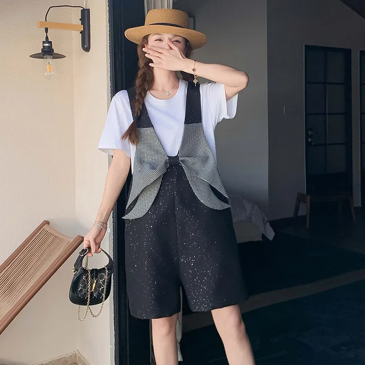 小香风蝴蝶结连体裤套装女2025夏季新款甜美减龄独特超好看两件套