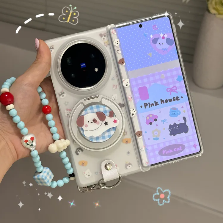 适用vivoxfold5磨砂全包后壳镭射背卡贴纸全包保护手机壳磁吸支架