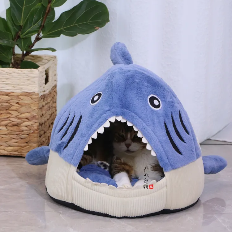 冬季猫窝保暖防风屋宠物狗窝可爱猫咪大房子鲨鱼窝加厚小猫帐篷床