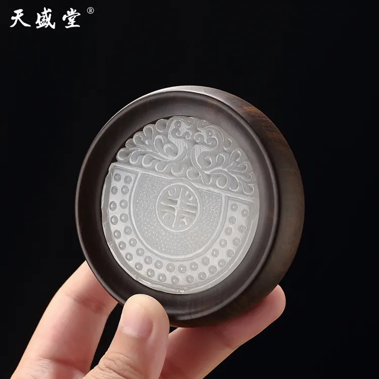 黑檀木盖置盖托紫砂茶壶盖碗盖架子高档日式壶盖置托功夫茶具配件