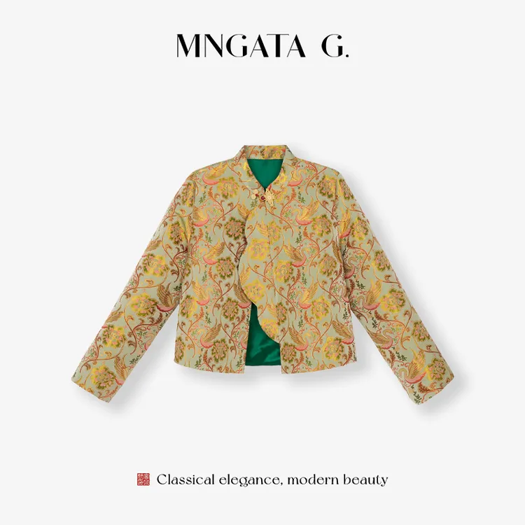MNGATA G.宫小妍【钱小萍·天鹅湖】桑蚕丝中国风外套早秋J40102588