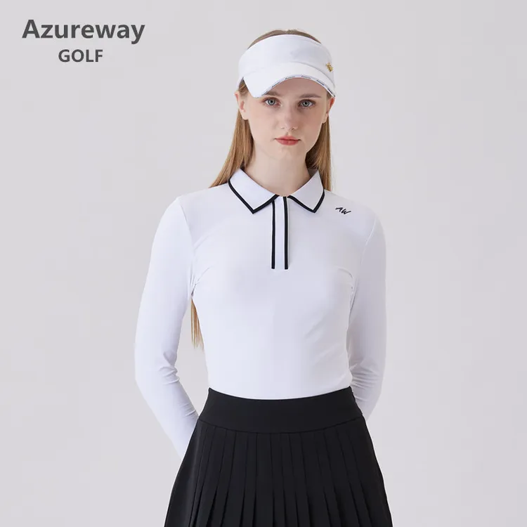 Azureway高尔夫女短袖透气速干弹力翻领T恤POLO衫GOLF运动球上衣