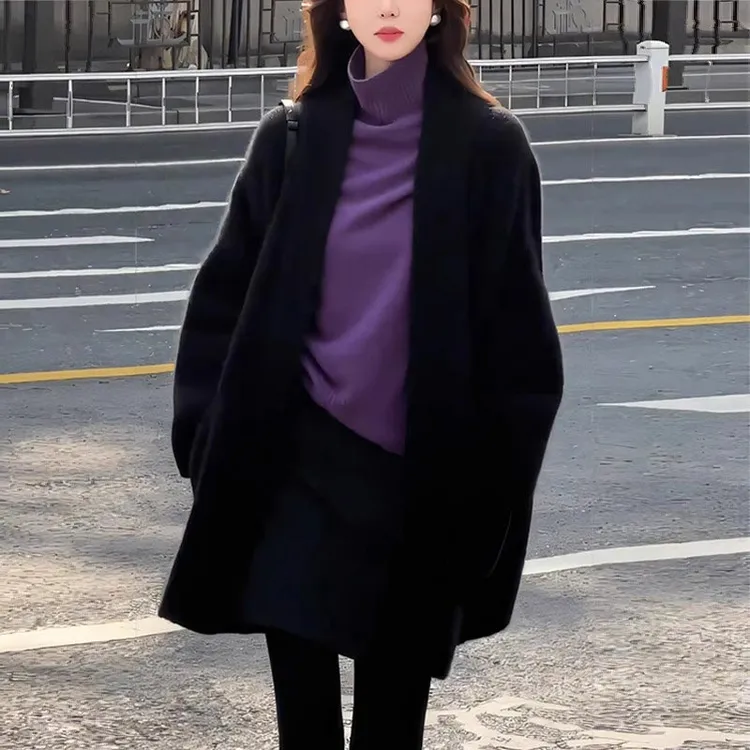 香朵儿欧货高级宽松显瘦外套2025秋冬新款胖妹妹大码女装针织开衫