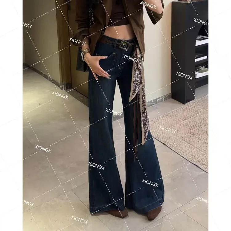 『XIONGX』在仓有货 垂坠感阔腿裤牛仔裤长裤百搭地雷系高腰