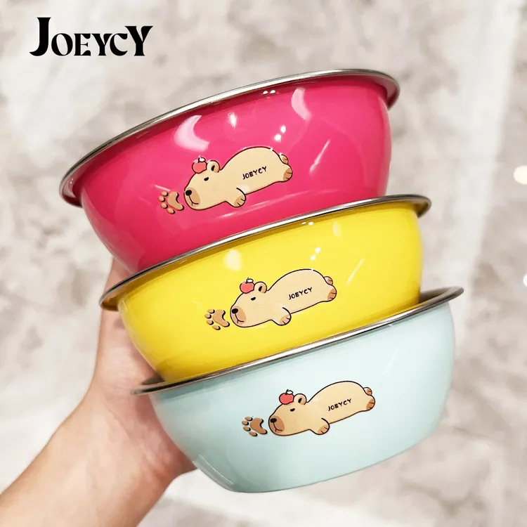 【卡皮巴拉联名】赠勺 彩色卡通不锈钢早餐碗备菜盆牛奶雪拉碗