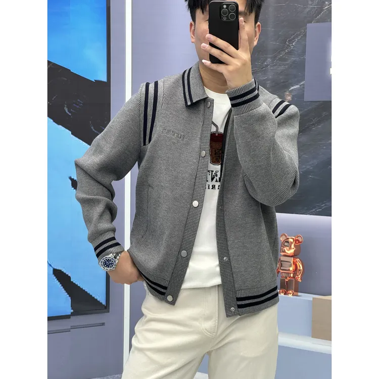 2025男士时尚潮流百搭拼接撞色翻领夹克外套