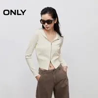 ONLY2025秋季新款修身连帽短款拉链开衫长袖针织衫女|12533A026