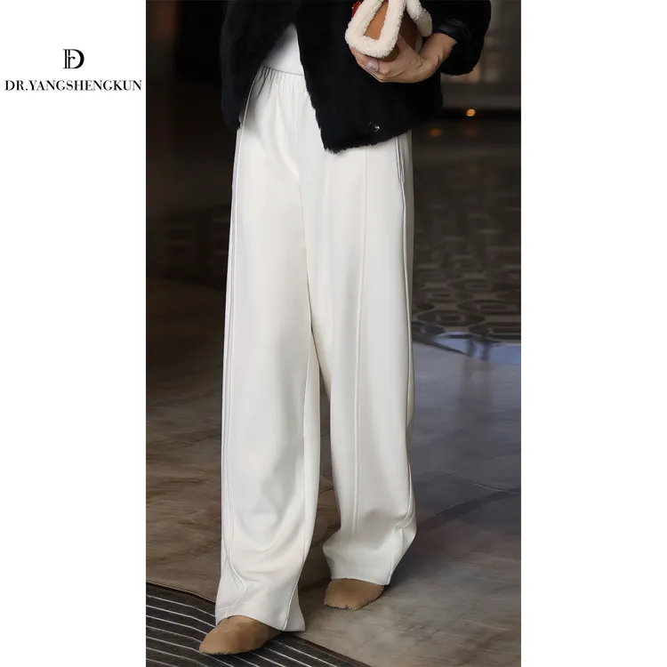 杨圣坤2025冬季新品醋酸羊毛混纺松弛感慵懒弯刀休闲裤ES25102407