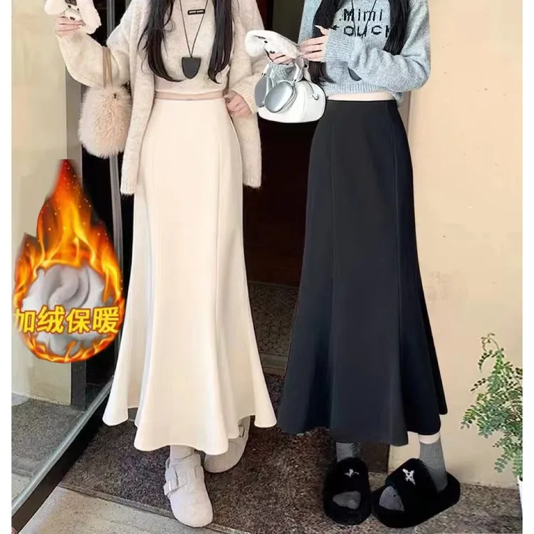 【婷姐专属】【联系客服有运补】秋冬气质加绒修身高腰遮胯a字包臀鱼尾裙003#