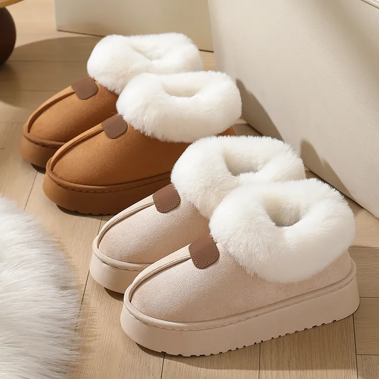 雪地靴冬季新款女士外穿加绒保暖包跟棉鞋室内厚底毛绒兔子棉靴冬